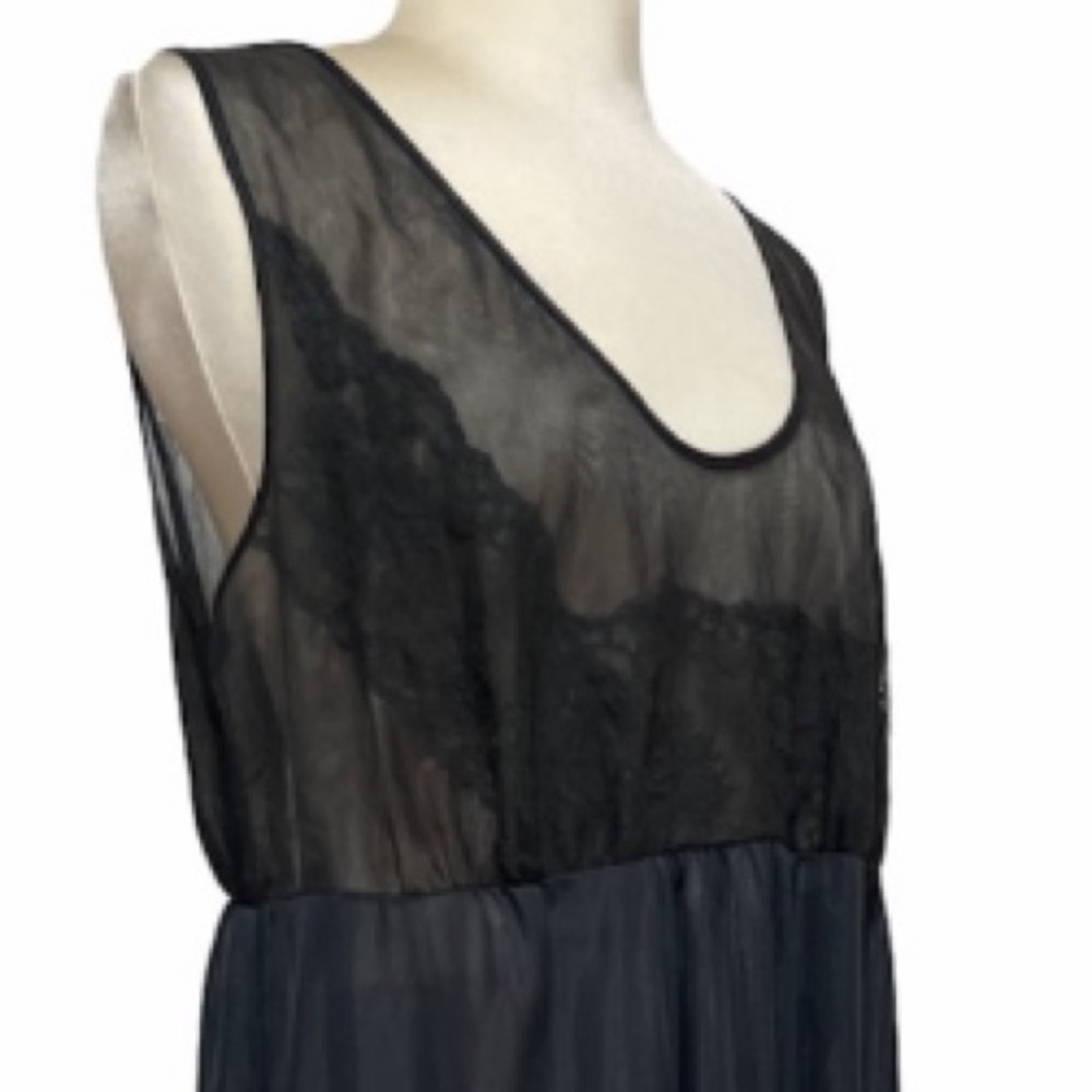 Vintage Lace Slip Dress Sexy Pin Up Lingerie Whimsy Goth Black Silk Satin - Picture 15 of 16